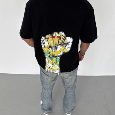 ERKEK Tişört Bisiklet Yaka Baskılı Oversize T-Shirt - Siyah ERKEK Tişört Bisiklet Yaka Baskılı Oversize T-Shirt - Siyah