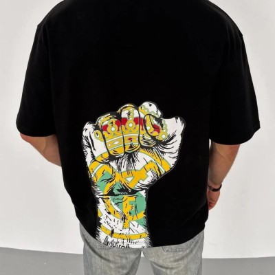 ERKEK Tişört Bisiklet Yaka Baskılı Oversize T-Shirt - Siyah ERKEK Tişört Bisiklet Yaka Baskılı Oversize T-Shirt - Siyah