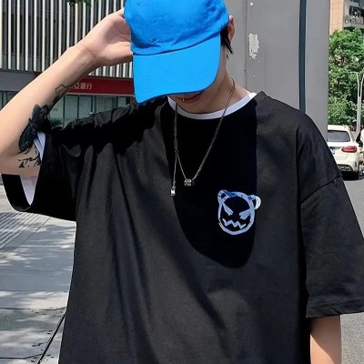 ERKEK Tişört Bisiklet Yaka Kore tarzı baskı Kısa Kol t-shirt - Siyah ERKEK Tişört Bisiklet Yaka Kore tarzı baskı Kısa Kol t-shirt - Siyah