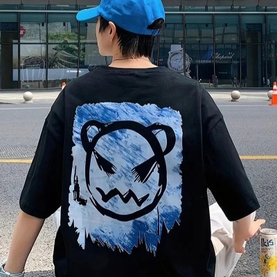 ERKEK Tişört Bisiklet Yaka Kore tarzı baskı Kısa Kol t-shirt - Siyah ERKEK Tişört Bisiklet Yaka Kore tarzı baskı Kısa Kol t-shirt - Siyah