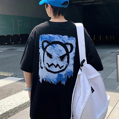 ERKEK Tişört Bisiklet Yaka Kore tarzı baskı Kısa Kol t-shirt - Siyah ERKEK Tişört Bisiklet Yaka Kore tarzı baskı Kısa Kol t-shirt - Siyah