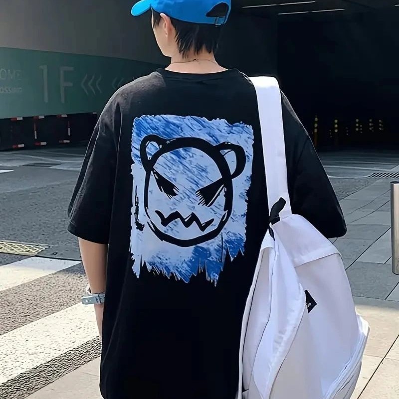 ERKEK Tişört Bisiklet Yaka Kore tarzı baskı Kısa Kol t-shirt - Siyah ERKEK Tişört Bisiklet Yaka Kore tarzı baskı Kısa Kol t-shirt - Siyah