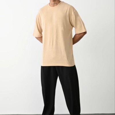 Erkek Tişört Düz Basic Penye Yazlık Bisiklet Yaka Kısa Kol T-Shirt - Bej Erkek Tişört Düz Basic Penye Yazlık Bisiklet Yaka Kısa Kol T-Shirt - Bej