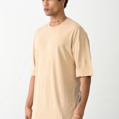 Erkek Tişört Düz Basic Penye Yazlık Bisiklet Yaka Kısa Kol T-Shirt - Bej Erkek Tişört Düz Basic Penye Yazlık Bisiklet Yaka Kısa Kol T-Shirt - Bej