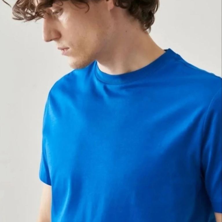 ERKEK Tişört Kısa Kol Düz Bisikilet Yaka Oversize T-shirt - Mavi ERKEK Tişört Kısa Kol Düz Bisikilet Yaka Oversize T-shirt - Mavi
