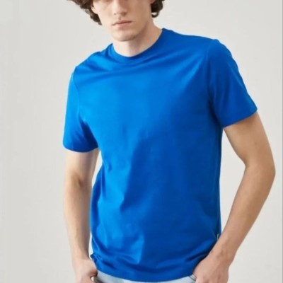 ERKEK Tişört Kısa Kol Düz Bisikilet Yaka Oversize T-shirt - Mavi ERKEK Tişört Kısa Kol Düz Bisikilet Yaka Oversize T-shirt - Mavi