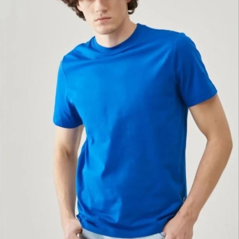 ERKEK Tişört Kısa Kol Düz Bisikilet Yaka Oversize T-shirt - Mavi ERKEK Tişört Kısa Kol Düz Bisikilet Yaka Oversize T-shirt - Mavi
