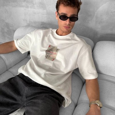 ERKEK Tişört Kısa kol Ön ve Arka Baskılı Oversize Bisiklet Yaka T-Shirt - Beyaz ERKEK Tişört Kısa kol Ön ve Arka Baskılı Oversize Bisiklet Yaka T-Shirt - Beyaz