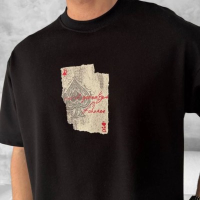 ERKEK Tişört Kısa Kol Ön ve Arka Baskılı Oversize Bisiklet Yaka T-shirt - Siyah ERKEK Tişört Kısa Kol Ön ve Arka Baskılı Oversize Bisiklet Yaka T-shirt - Siyah