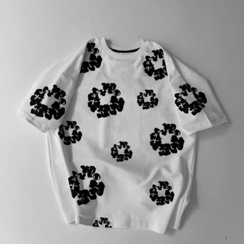 Erkek Tişört Ön ve Arka Baskılı Oversize Bisiklet Yaka T-shirt- Beyaz Erkek Tişört Ön ve Arka Baskılı Oversize Bisiklet Yaka T-shirt- Beyaz