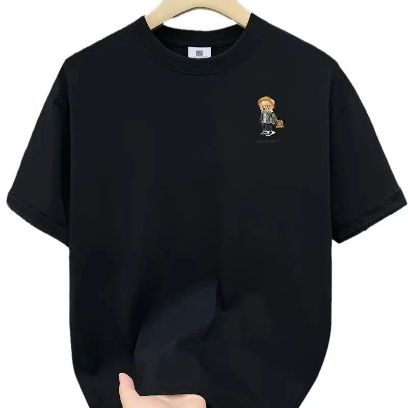 Erkek Tişört Penye Compack Gözlüklü Ayı Bisiklet Yaka Erkek T-shirt - Siyah Erkek Tişört Penye Compack Gözlüklü Ayı Bisiklet Yaka Erkek T-shirt - Siyah