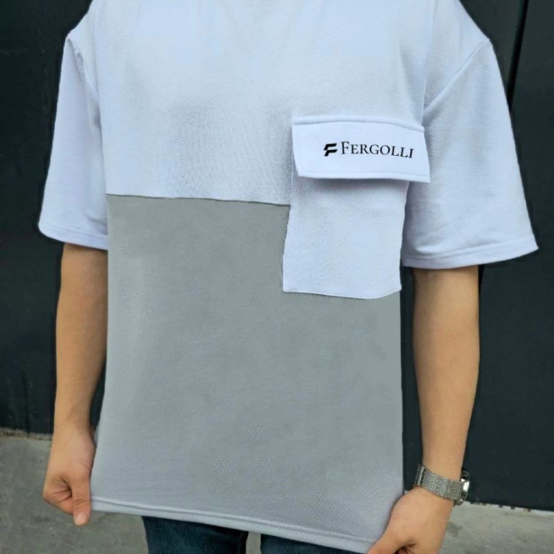 ERKEK Tişört Torba Cepli Parçalı Kısa Kol T-Shirt - Gri ERKEK Tişört Torba Cepli Parçalı Kısa Kol T-Shirt - Gri