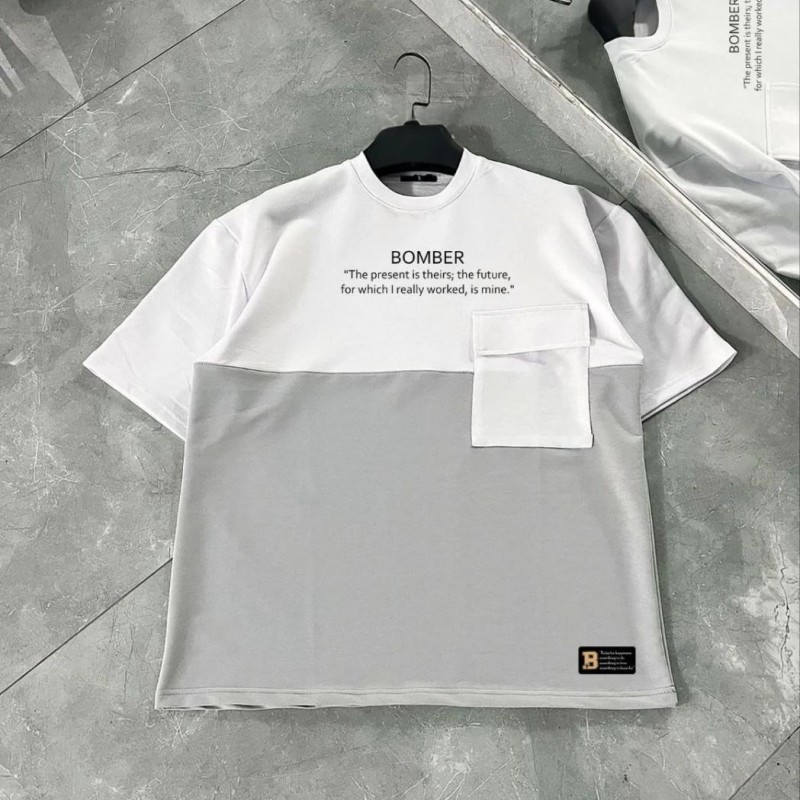 ERKEK Tişört Torba Cepli Parçalı Kısa Kol T-Shirt - Gri ERKEK Tişört Torba Cepli Parçalı Kısa Kol T-Shirt - Gri