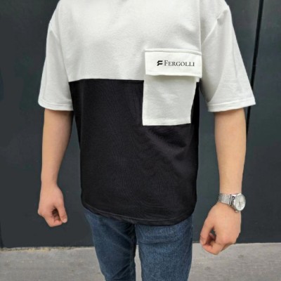 ERKEK Tişört Torba Cepli Parçalı Kısa Kol T-Shirt - Siyah ERKEK Tişört Torba Cepli Parçalı Kısa Kol T-Shirt - Siyah