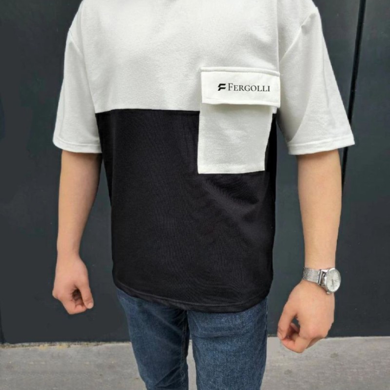 ERKEK Tişört Torba Cepli Parçalı Kısa Kol T-Shirt - Siyah ERKEK Tişört Torba Cepli Parçalı Kısa Kol T-Shirt - Siyah