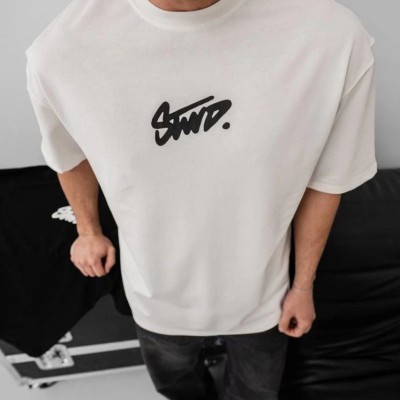 Erkek Tişört Yazlık Baskılı Oversize Kısa kol T-Shirt - Beyaz Erkek Tişört Yazlık Baskılı Oversize Kısa kol T-Shirt - Beyaz