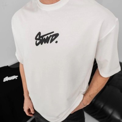 Erkek Tişört Yazlık Baskılı Oversize Kısa kol T-Shirt - Beyaz Erkek Tişört Yazlık Baskılı Oversize Kısa kol T-Shirt - Beyaz