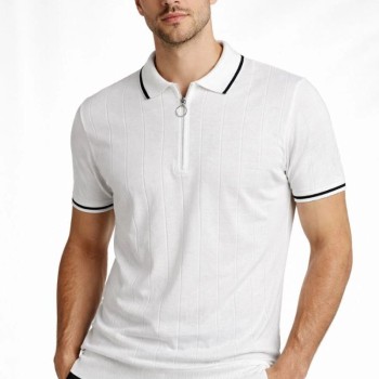 Erkek Triko Tişört Fermuarlı Polo Yaka Kısa Kol T-Shirt 3’lü Set Bej-Beyaz-Siyah Erkek Triko Tişört Fermuarlı Polo Yaka Kısa Kol T-Shirt 3’lü Set Bej-Beyaz-Siyah