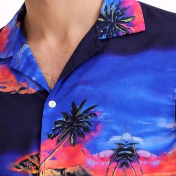 Erkek Tropikal Ada Manzara Desenli Kısa Kol Gömlek Hawaii Tarz Yazlık Rahat Kalıp - Desenli Erkek Tropikal Ada Manzara Desenli Kısa Kol Gömlek Hawaii Tarz Yazlık Rahat Kalıp - Desenli