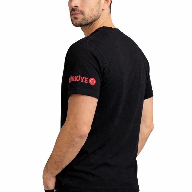 Erkek TÜRKİYE Ay Yıldız Baskılı 10 Numara Forma Tişört Taraftar T-Shirt - Siyah Erkek TÜRKİYE Ay Yıldız Baskılı 10 Numara Forma Tişört Taraftar T-Shirt - Siyah