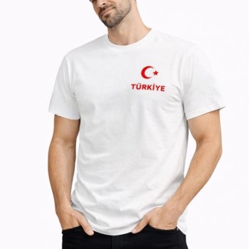 Erkek TÜRKİYE Ay Yıldız Baskılı Taraftar Forma T-Shirt - Beyaz Erkek TÜRKİYE Ay Yıldız Baskılı Taraftar Forma T-Shirt - Beyaz