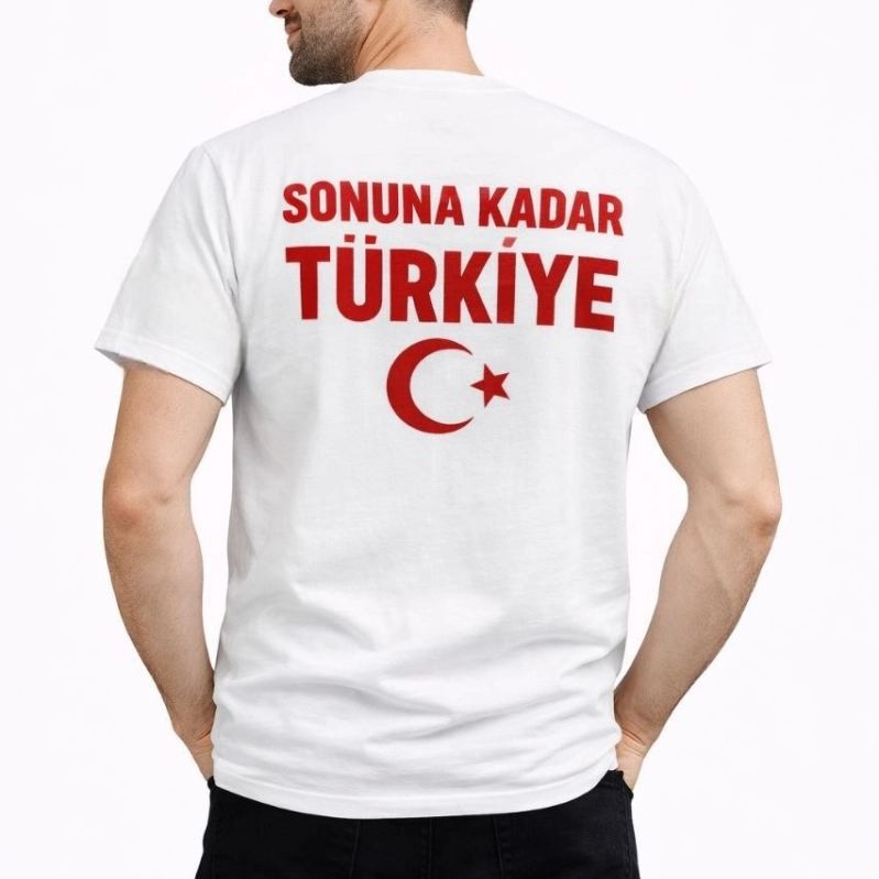 Erkek TÜRKİYE Ay Yıldız Baskılı Taraftar Forma T-Shirt - Beyaz Erkek TÜRKİYE Ay Yıldız Baskılı Taraftar Forma T-Shirt - Beyaz