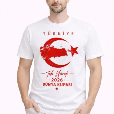 Erkek TÜRKİYE Ay Yıldız Baskılı Taraftar Forma T-Shirt - Beyaz Erkek TÜRKİYE Ay Yıldız Baskılı Taraftar Forma T-Shirt - Beyaz