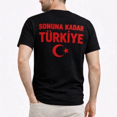 Erkek TÜRKİYE Ay Yıldız Baskılı Taraftar Forma T-Shirt - Siyah Erkek TÜRKİYE Ay Yıldız Baskılı Taraftar Forma T-Shirt - Siyah