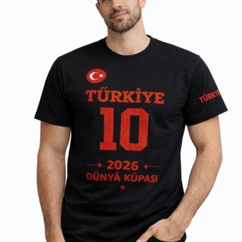 Erkek TÜRKİYE Baskılı Tişört 2026 Dünya Kupası Taraftar Forma T-Shirt - Siyah Erkek TÜRKİYE Baskılı Tişört 2026 Dünya Kupası Taraftar Forma T-Shirt - Siyah