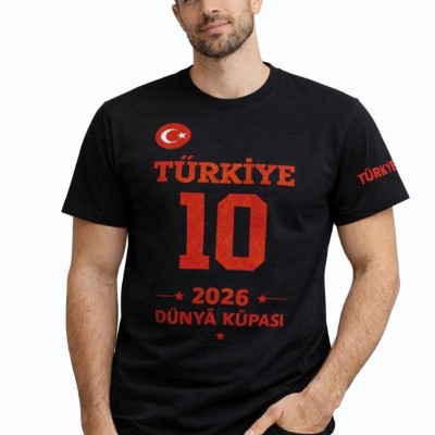 Erkek TÜRKİYE Baskılı Tişört 2026 Dünya Kupası Taraftar Forma T-Shirt - Siyah Erkek TÜRKİYE Baskılı Tişört 2026 Dünya Kupası Taraftar Forma T-Shirt - Siyah