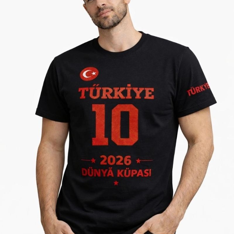 Erkek TÜRKİYE Baskılı Tişört 2026 Dünya Kupası Taraftar Forma T-Shirt - Siyah Erkek TÜRKİYE Baskılı Tişört 2026 Dünya Kupası Taraftar Forma T-Shirt - Siyah
