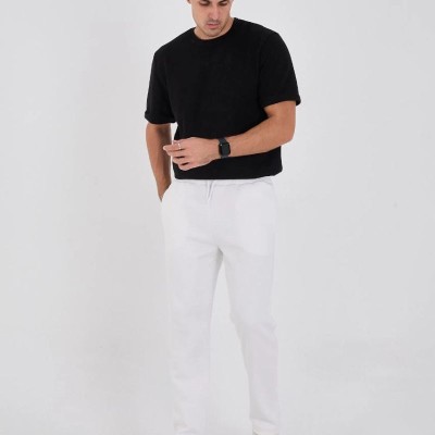 Erkek Üç İplik Basic Eşofman Pantolon - Beyaz Erkek Üç İplik Basic Eşofman Pantolon - Beyaz