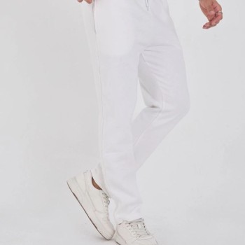 Erkek Üç İplik Basic Eşofman Pantolon - Beyaz