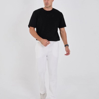 Erkek Üç İplik Basic Eşofman Pantolon - Beyaz Erkek Üç İplik Basic Eşofman Pantolon - Beyaz
