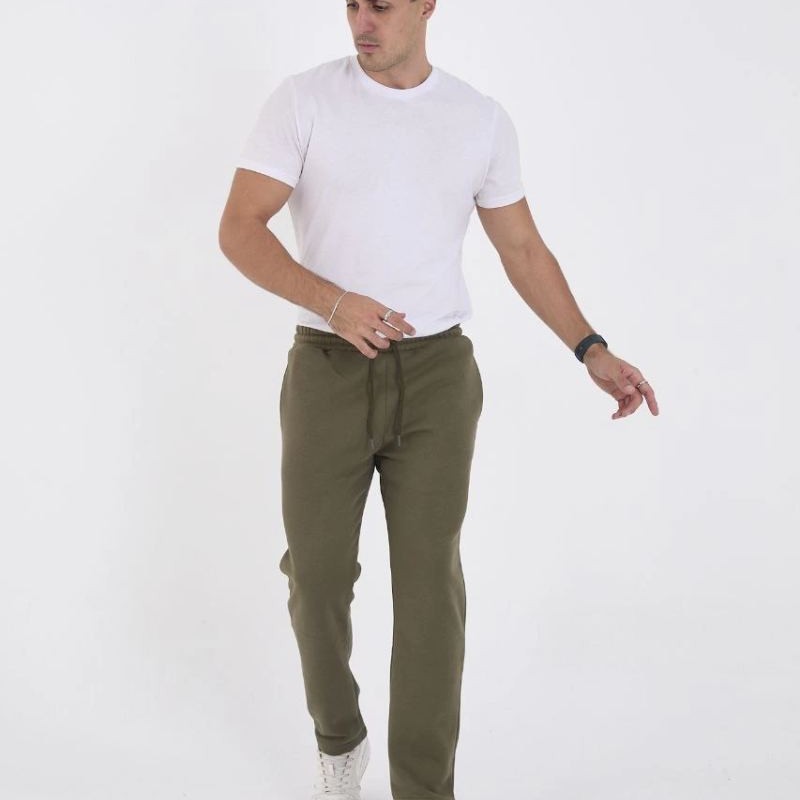Erkek Üç İplik Basic Eşofman Pantolon - Haki Erkek Üç İplik Basic Eşofman Pantolon - Haki