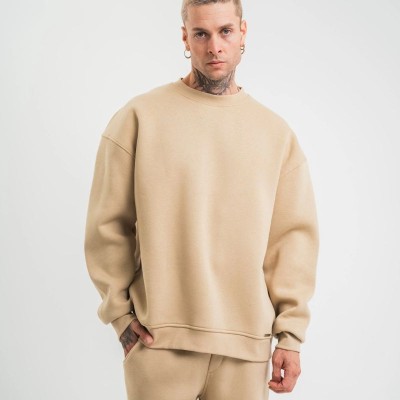 Erkek Uzun Kol Bisiklet Yaka 3 iplik Pamuklu Kışlık SweatShirt - Bej Erkek Uzun Kol Bisiklet Yaka 3 iplik Pamuklu Kışlık SweatShirt - Bej