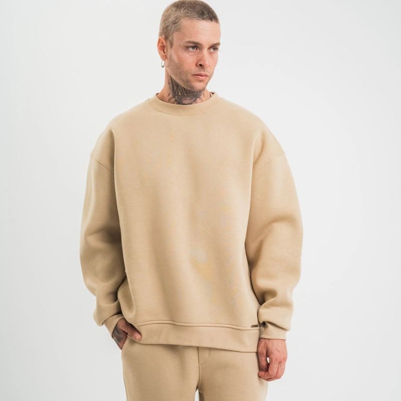 Erkek Uzun Kol Bisiklet Yaka 3 iplik Pamuklu Kışlık SweatShirt - Bej Erkek Uzun Kol Bisiklet Yaka 3 iplik Pamuklu Kışlık SweatShirt - Bej