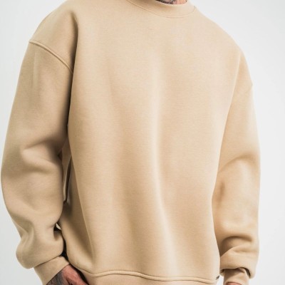 Erkek Uzun Kol Bisiklet Yaka 3 iplik Pamuklu Kışlık SweatShirt - Bej Erkek Uzun Kol Bisiklet Yaka 3 iplik Pamuklu Kışlık SweatShirt - Bej