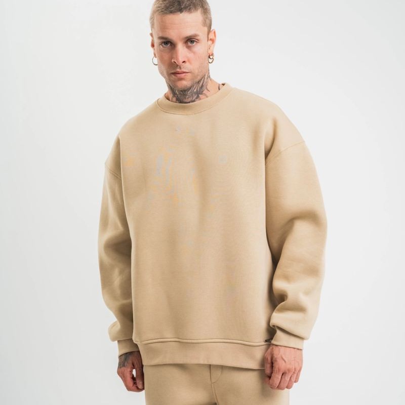 Erkek Uzun Kol Bisiklet Yaka 3 iplik Pamuklu Kışlık SweatShirt - Bej Erkek Uzun Kol Bisiklet Yaka 3 iplik Pamuklu Kışlık SweatShirt - Bej