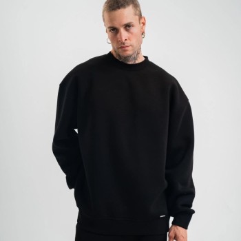 Erkek Uzun Kol Bisiklet Yaka 3 iplik Pamuklu Kışlık SweatShirt - Siyah Erkek Uzun Kol Bisiklet Yaka 3 iplik Pamuklu Kışlık SweatShirt - Siyah