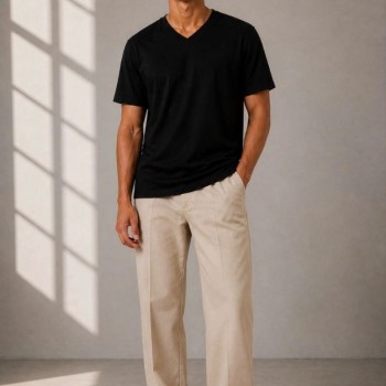 Erkek V Yaka Basic Tişört Kısa Kol Yazlık Regular Fit T-Shirt - Siyah Erkek V Yaka Basic Tişört Kısa Kol Yazlık Regular Fit T-Shirt - Siyah