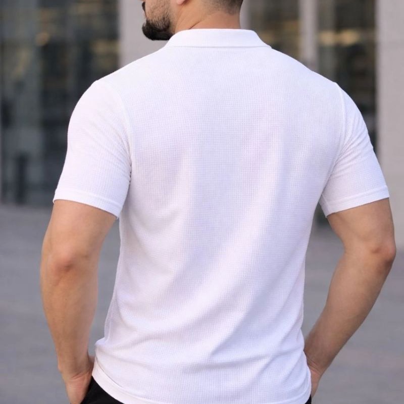 Erkek Waffle Kumaş Açık Yakalı Düğmeli Regular Fit Gömlek 2’li Set Siyah-Beyaz Erkek Waffle Kumaş Açık Yakalı Düğmeli Regular Fit Gömlek 2’li Set Siyah-Beyaz