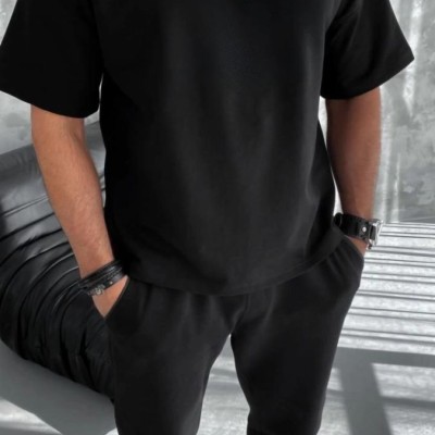 Erkek Yarım Fermuarlı Kısa kol T-Shirt - Siyah Erkek Yarım Fermuarlı Kısa kol T-Shirt - Siyah