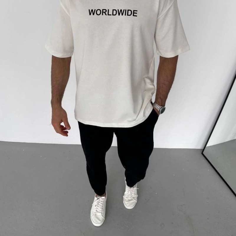 Erkek Yazlık Baskılı Tişört Bisiklet Yaka Kısa Kol Regular Fit T-Shirt - Beyaz Erkek Yazlık Baskılı Tişört Bisiklet Yaka Kısa Kol Regular Fit T-Shirt - Beyaz