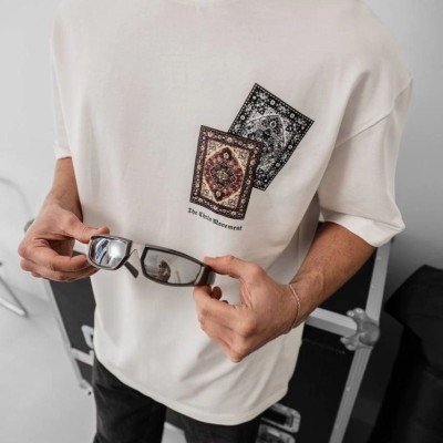 Erkek Yazlık Bisiklet Yaka Baskılı Regular Fit Tişört Kısa Kol T-Shirt - Beyaz Erkek Yazlık Bisiklet Yaka Baskılı Regular Fit Tişört Kısa Kol T-Shirt - Beyaz