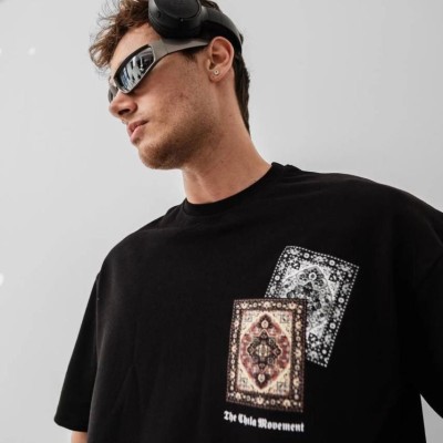 Erkek Yazlık Bisiklet Yaka Baskılı Regular Fit Tişört Kısa Kol T-Shirt - Siyah Erkek Yazlık Bisiklet Yaka Baskılı Regular Fit Tişört Kısa Kol T-Shirt - Siyah