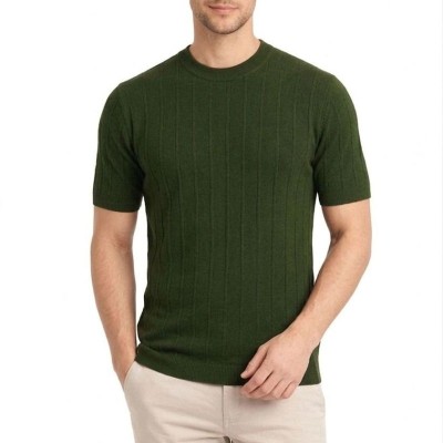 Erkek Yazlık Fitilli Triko Tişört Kısa Kol Bisiklet Yaka T-Shirt - Haki Erkek Yazlık Fitilli Triko Tişört Kısa Kol Bisiklet Yaka T-Shirt - Haki