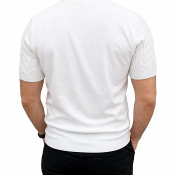 Erkek Yazlık Triko Tişört Kısa Kol Polo Yaka Düğmeli T-Shirt - Beyaz Erkek Yazlık Triko Tişört Kısa Kol Polo Yaka Düğmeli T-Shirt - Beyaz