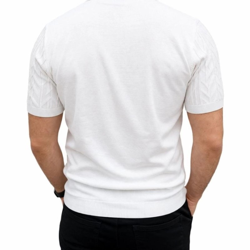 Erkek Yazlık Triko Tişört Kısa Kol Polo Yaka Düğmeli T-Shirt - Beyaz Erkek Yazlık Triko Tişört Kısa Kol Polo Yaka Düğmeli T-Shirt - Beyaz