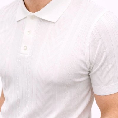 Erkek Yazlık Triko Tişört Kısa Kol Polo Yaka Düğmeli T-Shirt - Beyaz Erkek Yazlık Triko Tişört Kısa Kol Polo Yaka Düğmeli T-Shirt - Beyaz